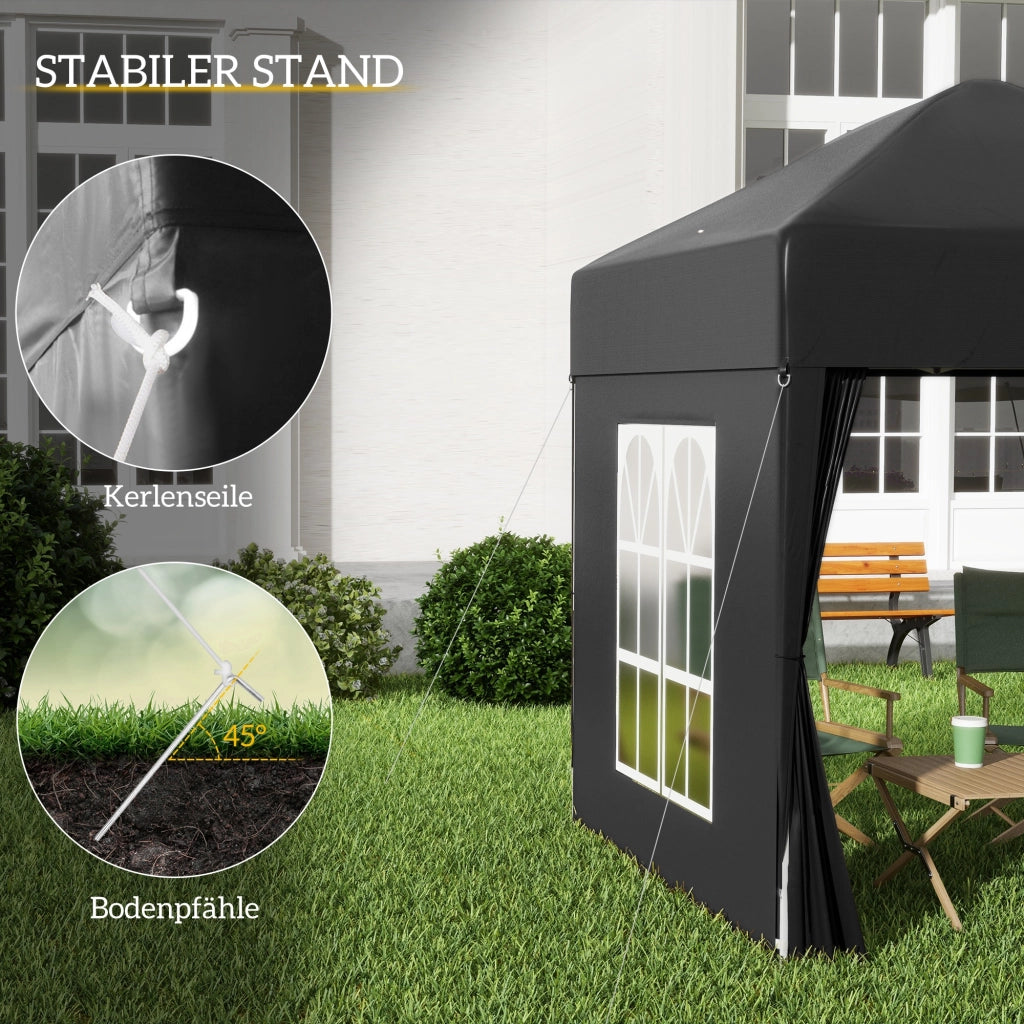 Gazebo pieghevole ¨C zephmum ¨C Grigio/Nero 2x2 m