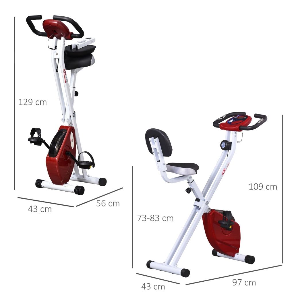 Bicicletta da camera pieghevole ¨C zephmum ¨C 8 livelli resistenza magnetica con schienale e sella regolabili, schermo LCD multifunzione, sensore frequenza cardiaca