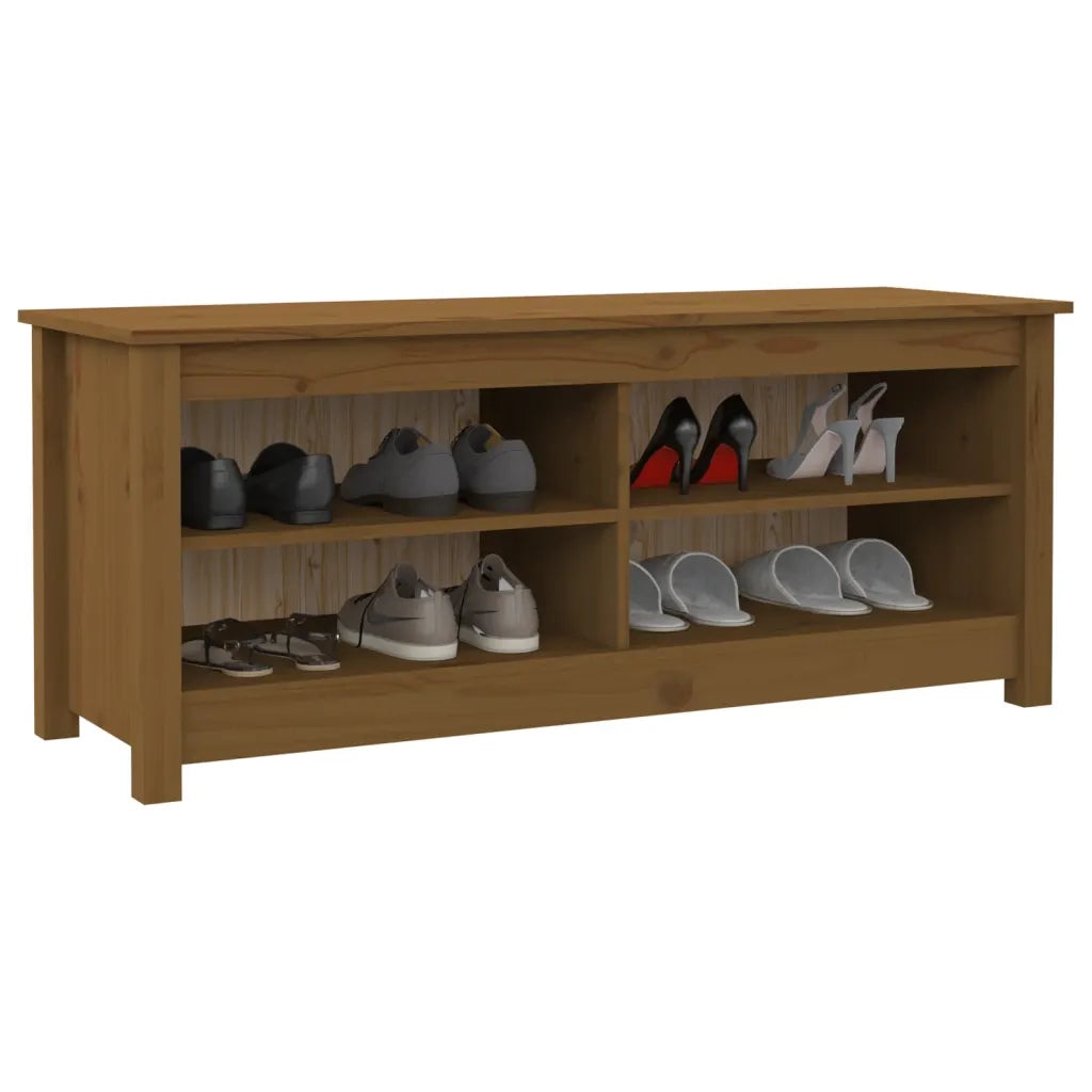 Scarpiera Ambrata 110x38x45,5 cm in Legno Massello di Pino 813777