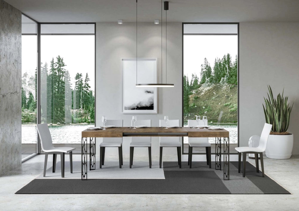 Tavolo Allungabile 120-224x90x77 cm Ghibli Noce Telaio Antracite