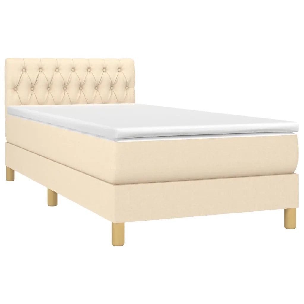 Letto a Molle con Materasso e LED-Struttura Letto con Materasso Crema 80x200 cm in Tessuto 443374