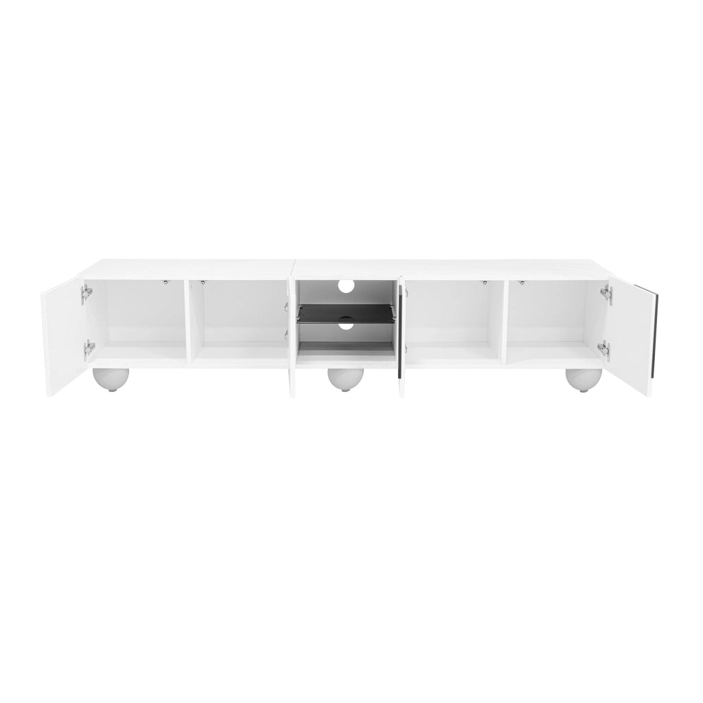 Mobile porta TV con vani aperti e chiusi in MDF e pannello truciolare bianco 180 × 40 × 41,5 cm