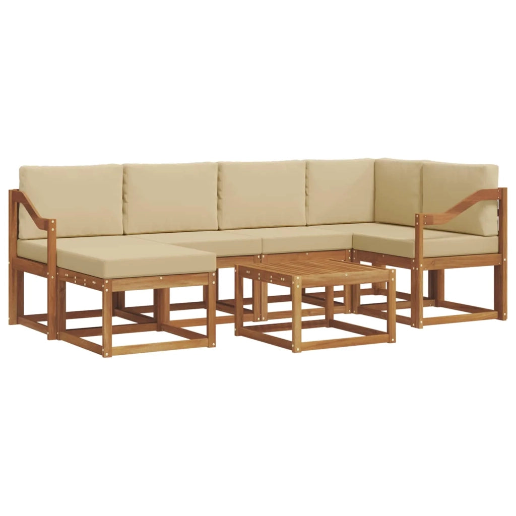 Set di divani da esterno con cuscino 7 pcs Naturale e Beige