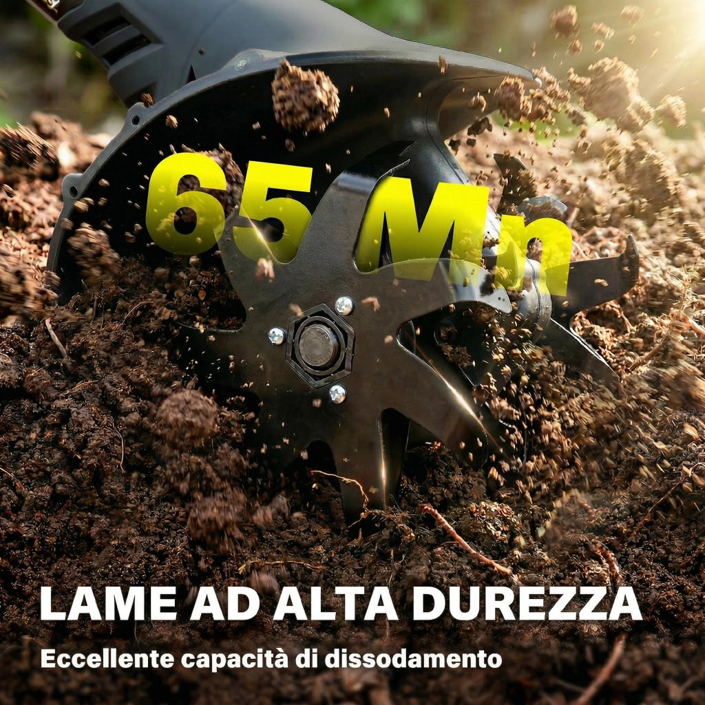 Motocoltivatore da Giardino 18V Larghezza 20 cm Profondità 18 cm Batteria e Caricabatterie Esclusi