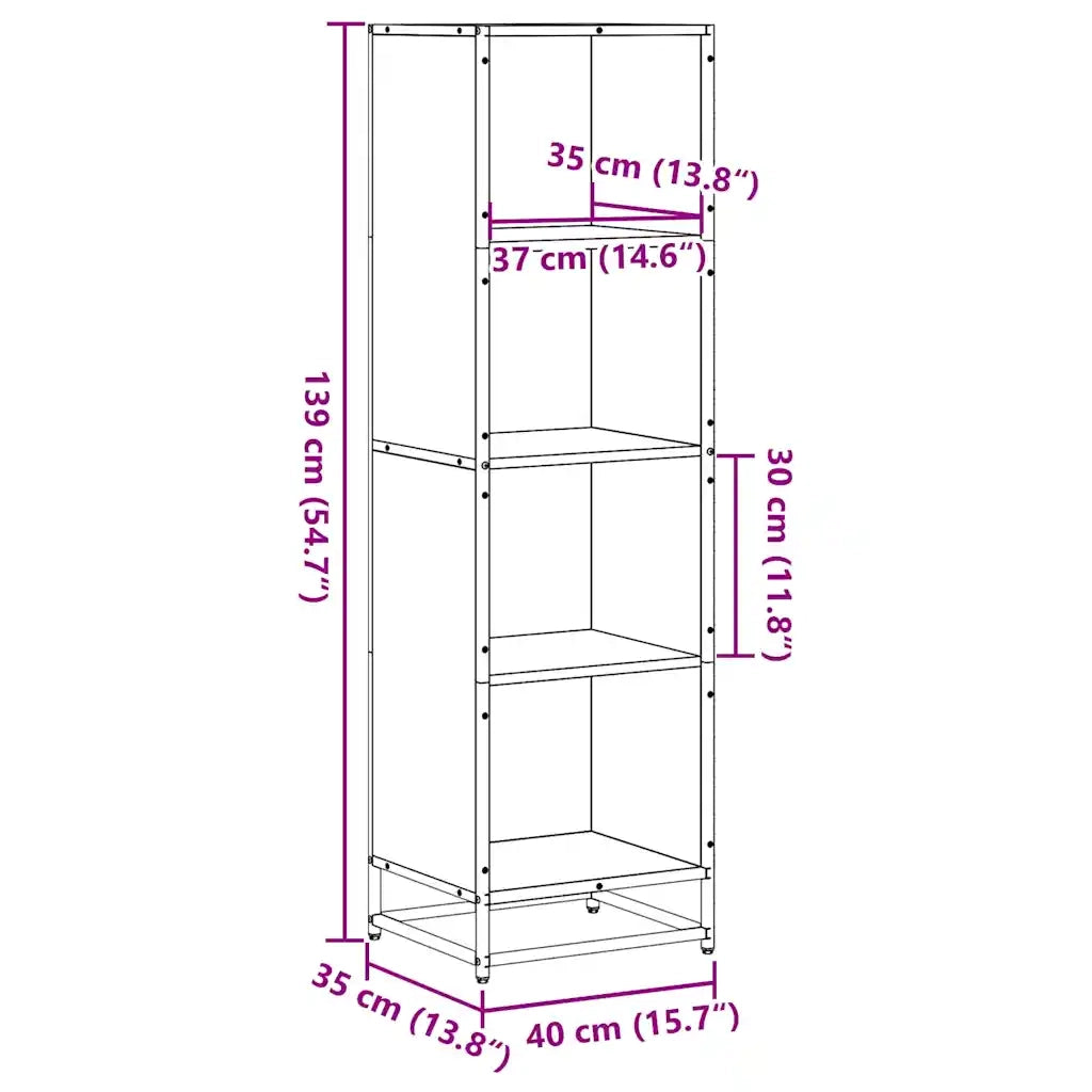 vidaXL Libreria Nera 40x35x139 cm in Legno Multistrato