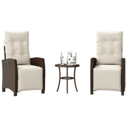 Set Bistrò 3 pz con Cuscini Marrone in Polyrattan