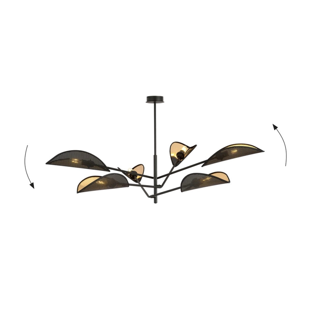 Lampada a sospensione Vene in acciaio nero e oro