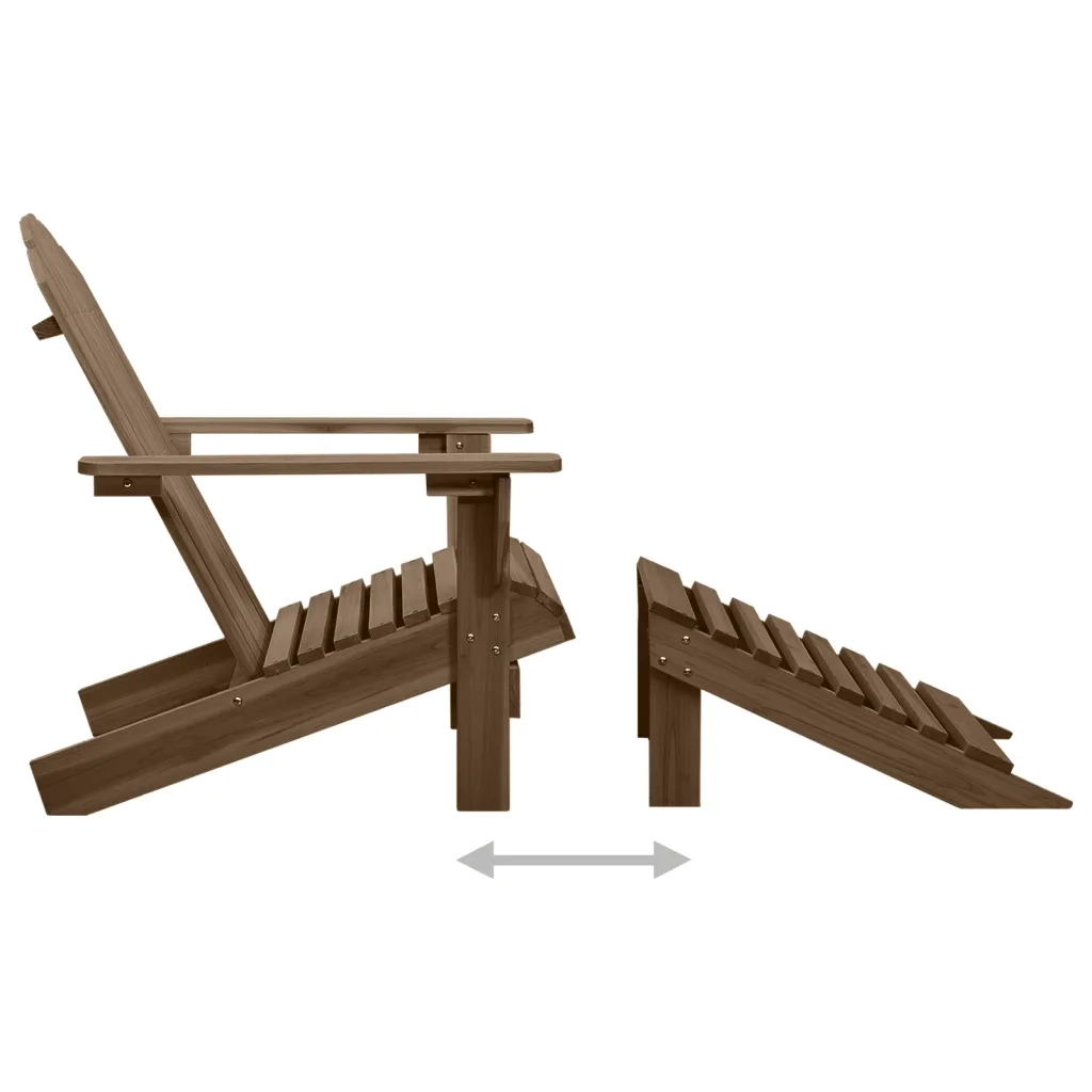 Sedia Adirondack con Ottomana e Tavolo Abete Massello Marrone 315931