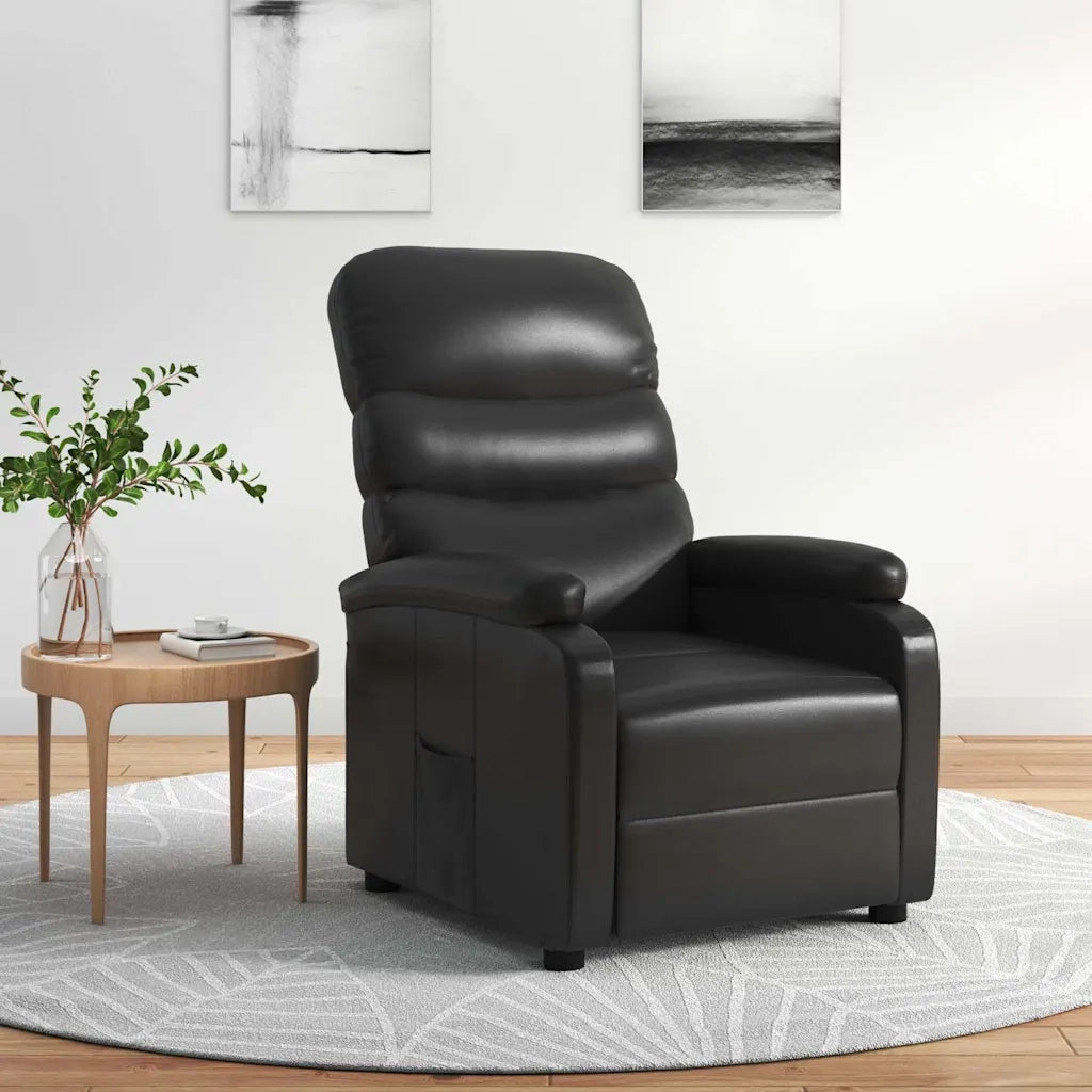 Divano Sedia-Poltrona Reclinabile Nera in Similpelle 659500