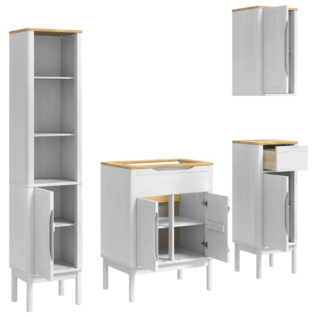 Set di mobili per il bagno con cassetto FLORO 4 pcs Bianco 3385886