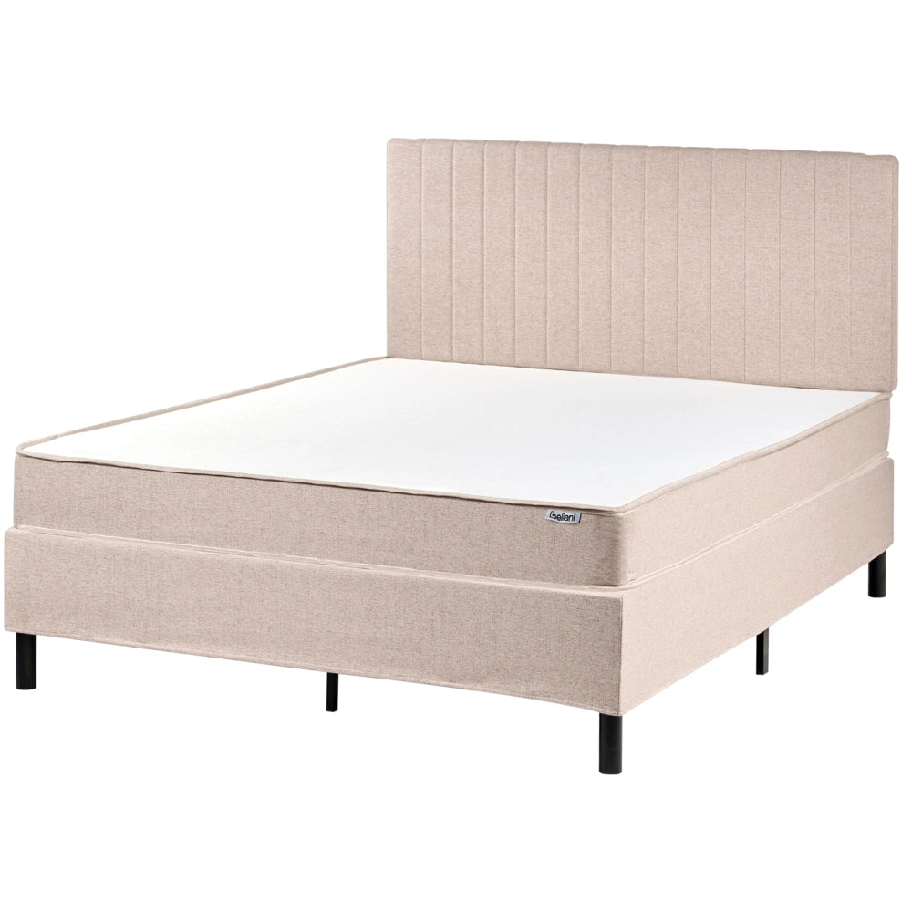 Letto matrimoniale con testiera Materasso a molle insacchettate 140 x 200 cm Beige camera da letto