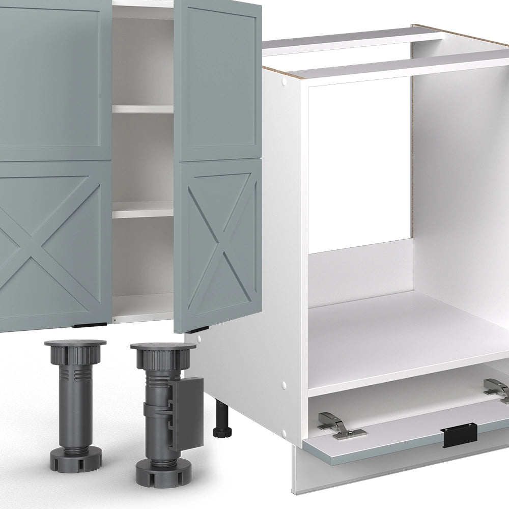 Cucina angolare completa Fame-Line Blu-grigio chiaro/Bianco 347 x 60 cm, PL Antracite Vicco