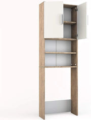 Mobile lavatrice, Bianco/Sonoma, 64 x 190 cm, adatto per la conservazione di detersivo e accessori