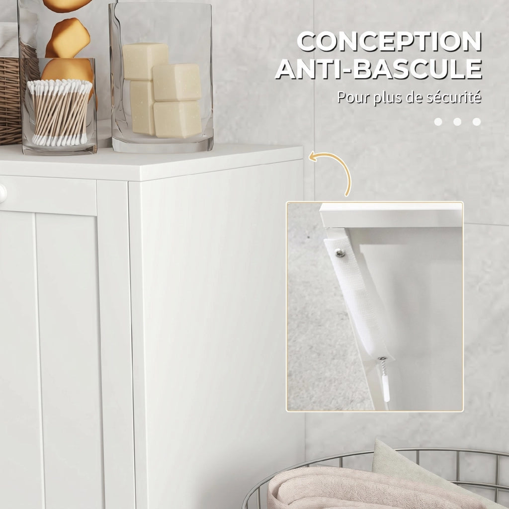 Armadietto da Bagno con Cestello Bianco ¨C Zephmum ¨C 66x33x68 cm