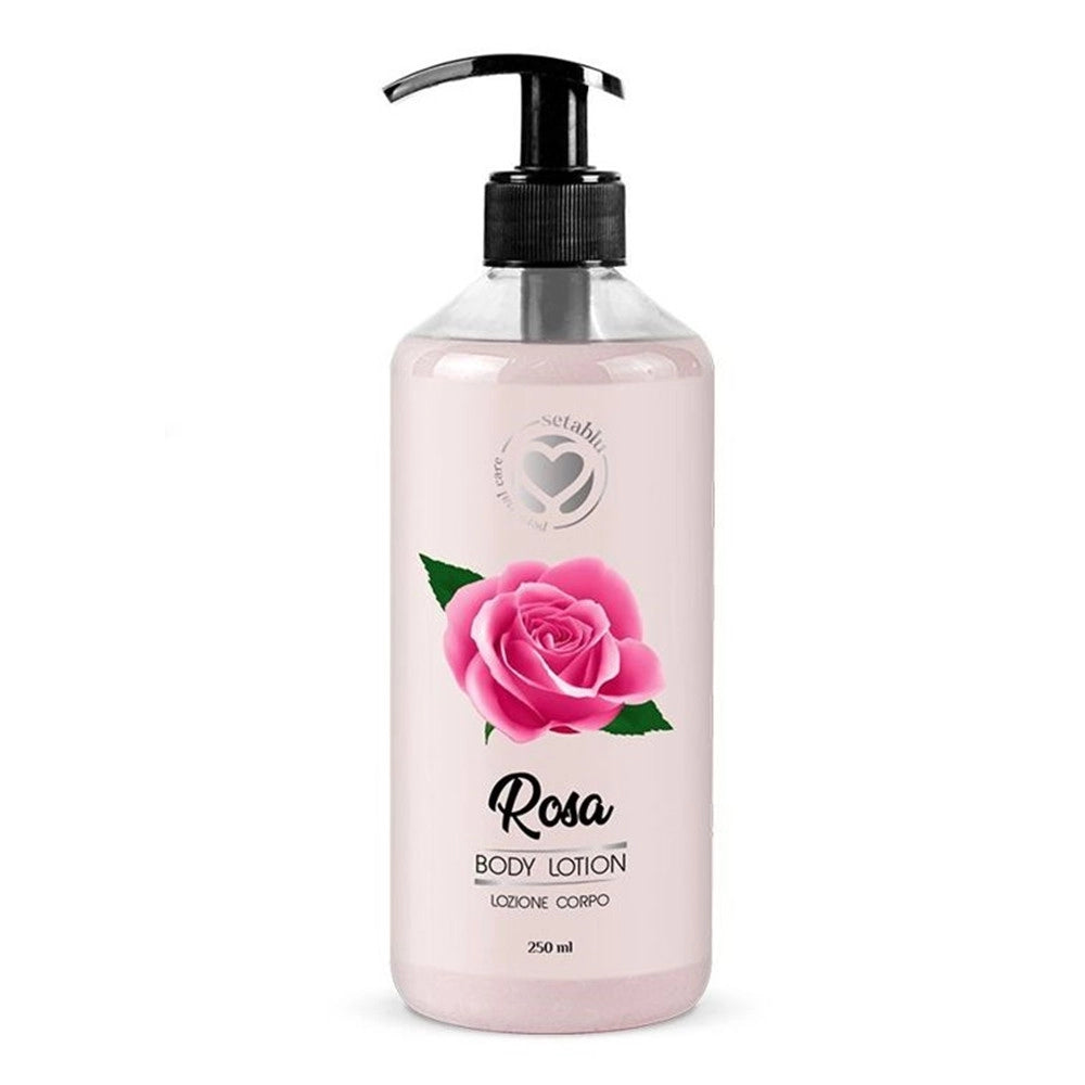 Trade Shop - Lozione Corpo 250 Ml Alla Rosa Con Dosatore A Pompa Lascia Pelle Morbida Idratata 405224 -