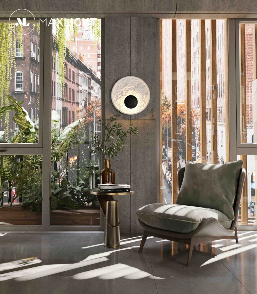 Applique da parete in gesso tonda nera LED 5W Maxlight
