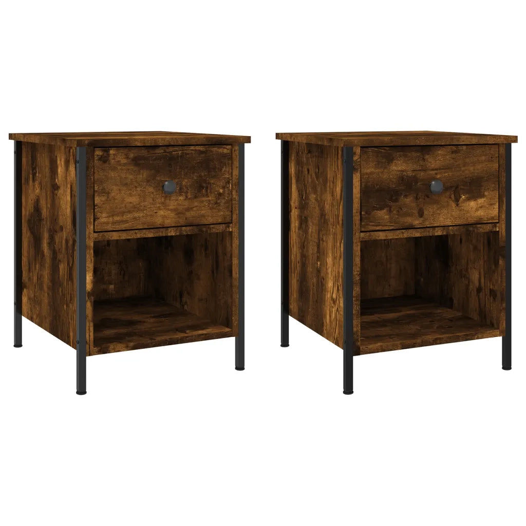 Comodini 2 pz-Set di 2 Tavolino da notte Rovere Fumo 40x42x50 cm in Legno Multistrato