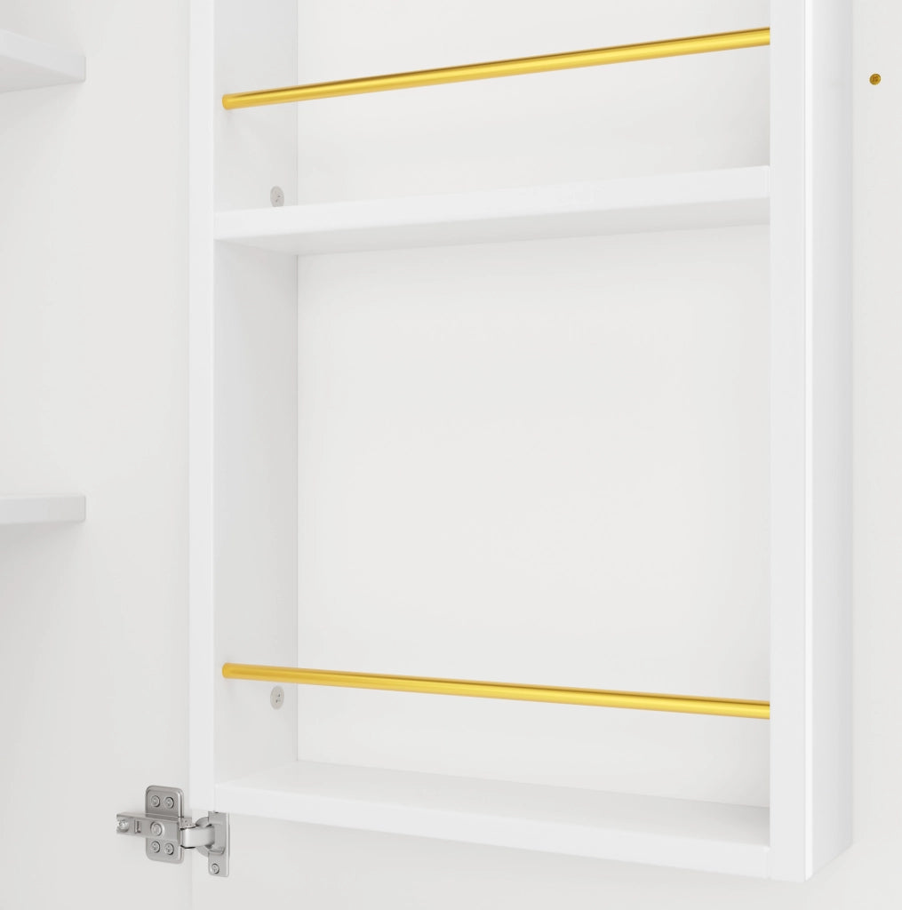 Isola cucina 138x39x105 cm girevole 360° con ampio spazio in MDF e metallo bianco