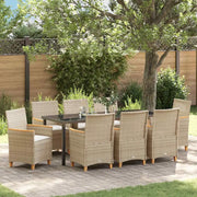 Set da Pranzo per Giardino 9 pcs Beige polyrattan 3381106