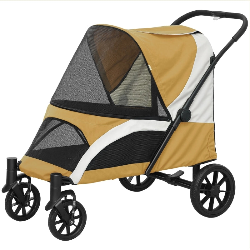 PASSEGGINO PER CANI PIEGHEVOLE 4 RUOTE 30 kg POLIESTERE MARRONE