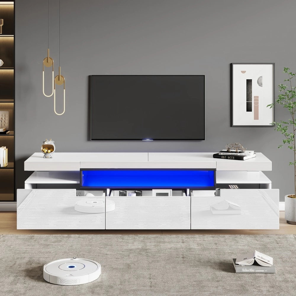 Mobile TV con LED 16 Colori e 3 Cassetti ¨C Xylo ¨C Bianco Lucido 160x39x42 cm