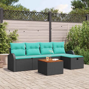 Set Divano da Giardino con cuscino 6 pcs Nero Poly Rattan 3360840