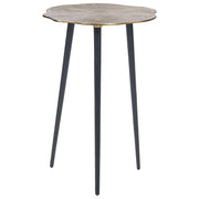 Tavolino in metallo oro e nero con piano in alluminio rotondo irregolare 33 x 48 cm Retro Home Decor