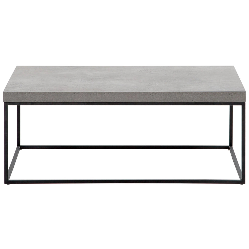 Tavolino Grigio Effetto Cemento Gambe in Metallo Nero 100 x 60 cm Rettangolare Industrial Glam