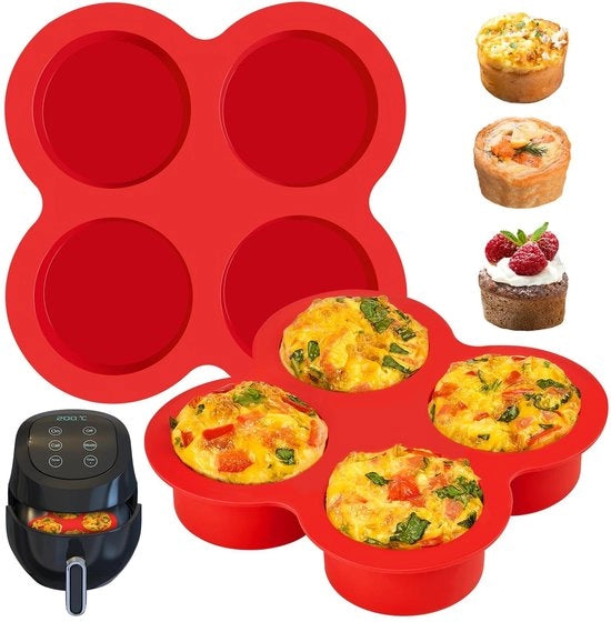 2 pezzi di silicone per muffin e cupcake per air fryer con 4 livelli, forme antiaderenti in silicone per muffin, cupcake, torta e quiche, forma in silicone resistente al calore, ideale per forme da forno