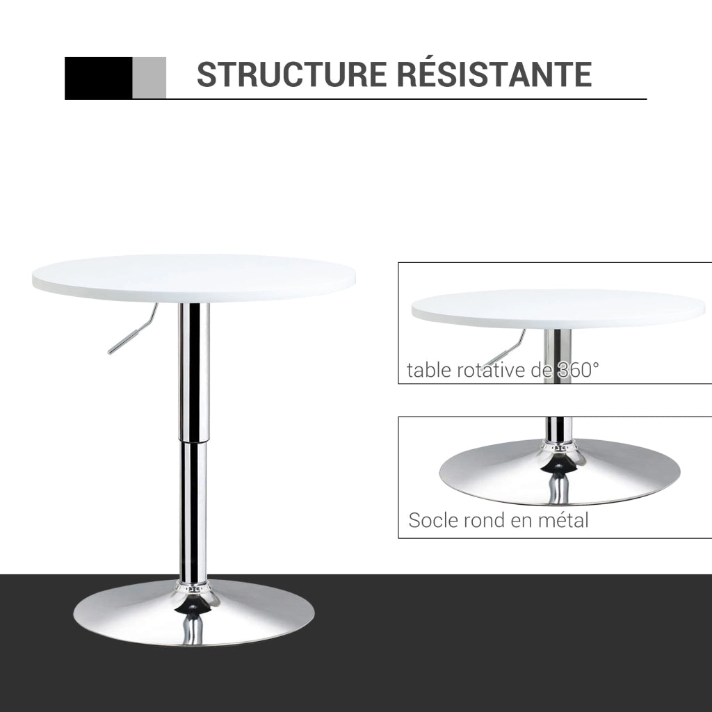 Tavolino da bar rotondo ¨C zephmum ¨C base in metallo, altezza regolabile 69-93 cm, piano girevole