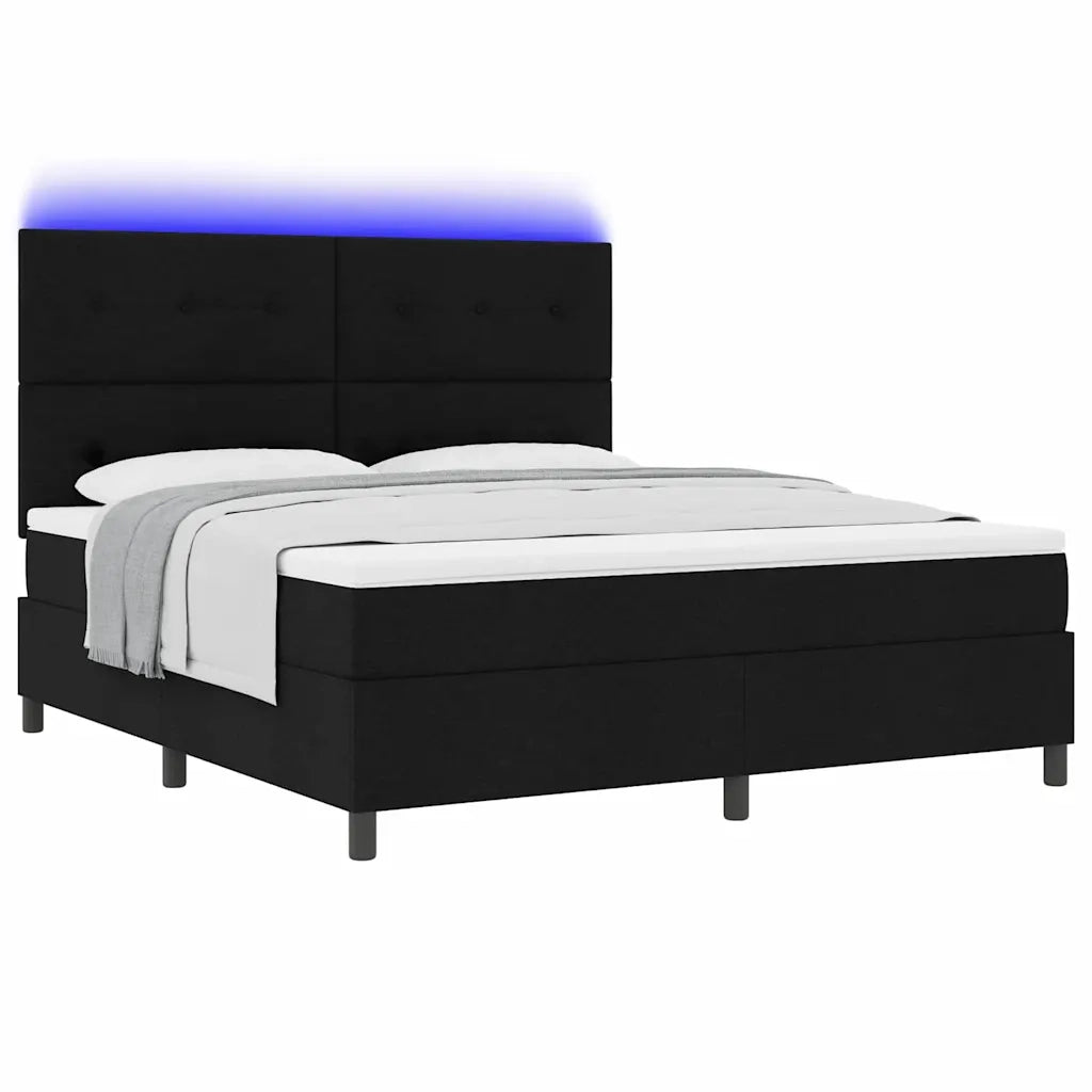 Letto a molle con materasso con led Nero 180 x 200 cm Tessuto