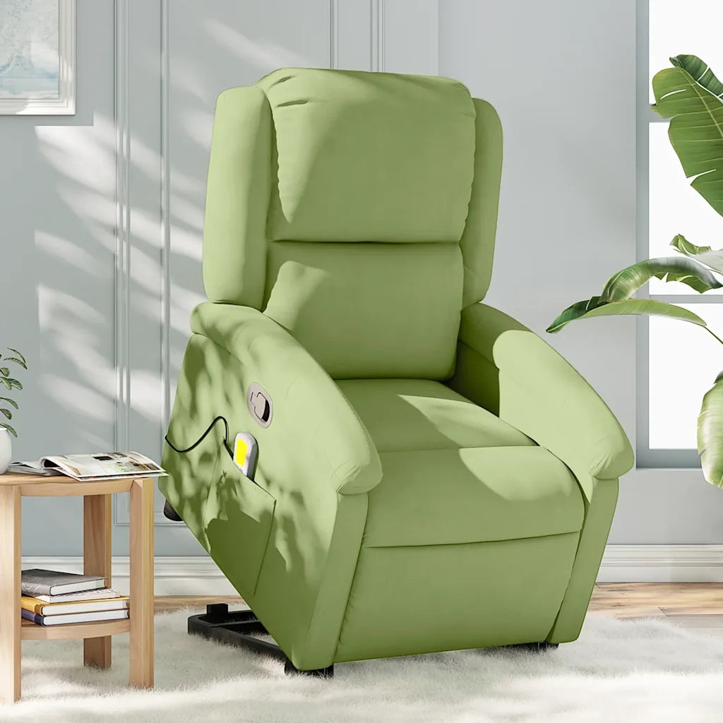 Poltrona Alzapersona Reclinabile Verde Chiaro in Velluto 3204314