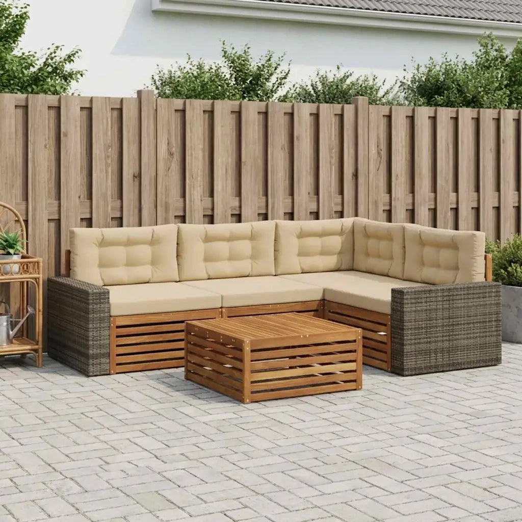 Set di divani da esterno 5 pcs Naturale e Beige 79 x 79 x 37 cm 3383341