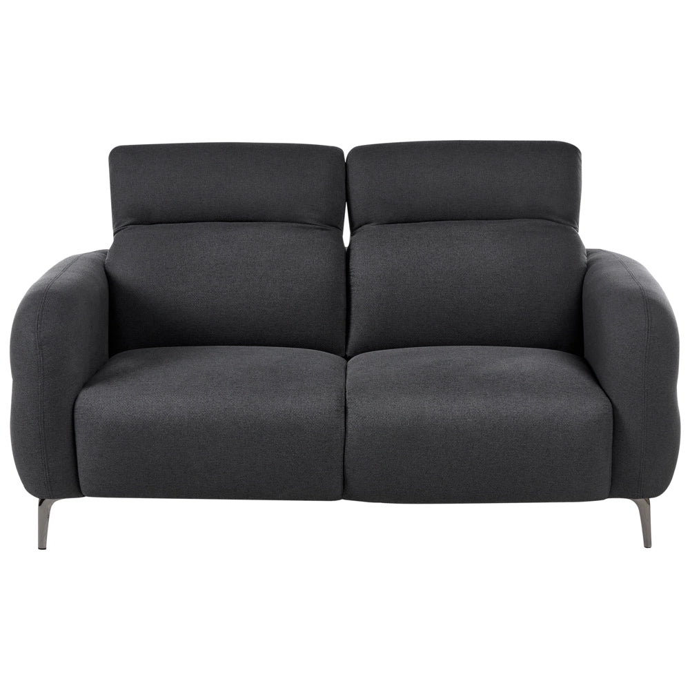 Divano a 2 posti in tessuto nero con poggiatesta regolabili Stile minimalista