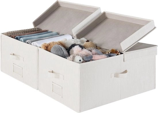 Cassetti Decorativi Extra Grandi 55L - Opacchi Decorativi - Scatole di Stoccaggio con Coperchio - Organizzatore di Cassetto - Cassetti per Abiti con Maniglie - Disposizione Flessibile
