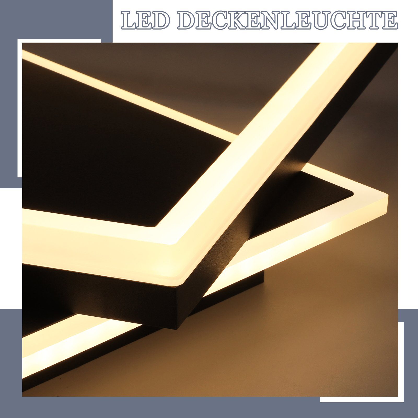 ZMH Lampada da soffitto plafoniera LED nera 42W per soggiorno camera letto