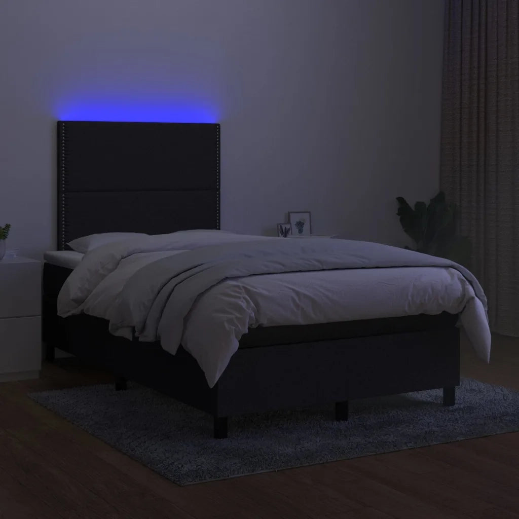 Letto a Molle con Materasso e LED Nero 120x190 cm in Tessuto 3270192