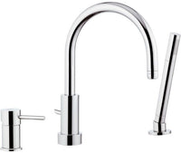 Rubinetto per bordo vasca made in italy serie suvi, dotato di doccetta minimale