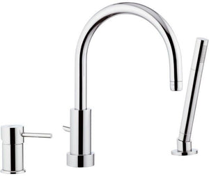 Rubinetto per bordo vasca made in italy serie suvi, dotato di doccetta minimale