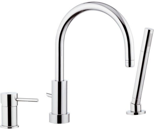 Rubinetto per bordo vasca made in italy serie suvi, dotato di doccetta minimale