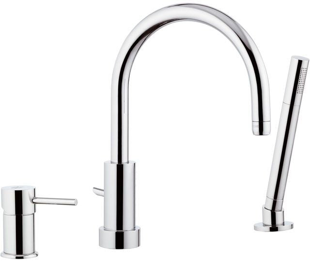 Rubinetto per bordo vasca made in italy serie suvi, dotato di doccetta minimale