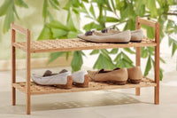 Scarpiera 5x, design a griglia impilabile a 2 strati, legno di noce