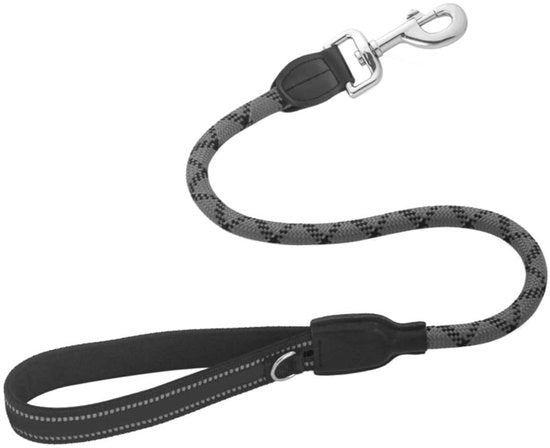 Cinturino per cani - Materiale elastico nylon - Maniglia rivestita - Filamenti riflettenti - Anello D in metallo - Materiale resistente - Corda per cani