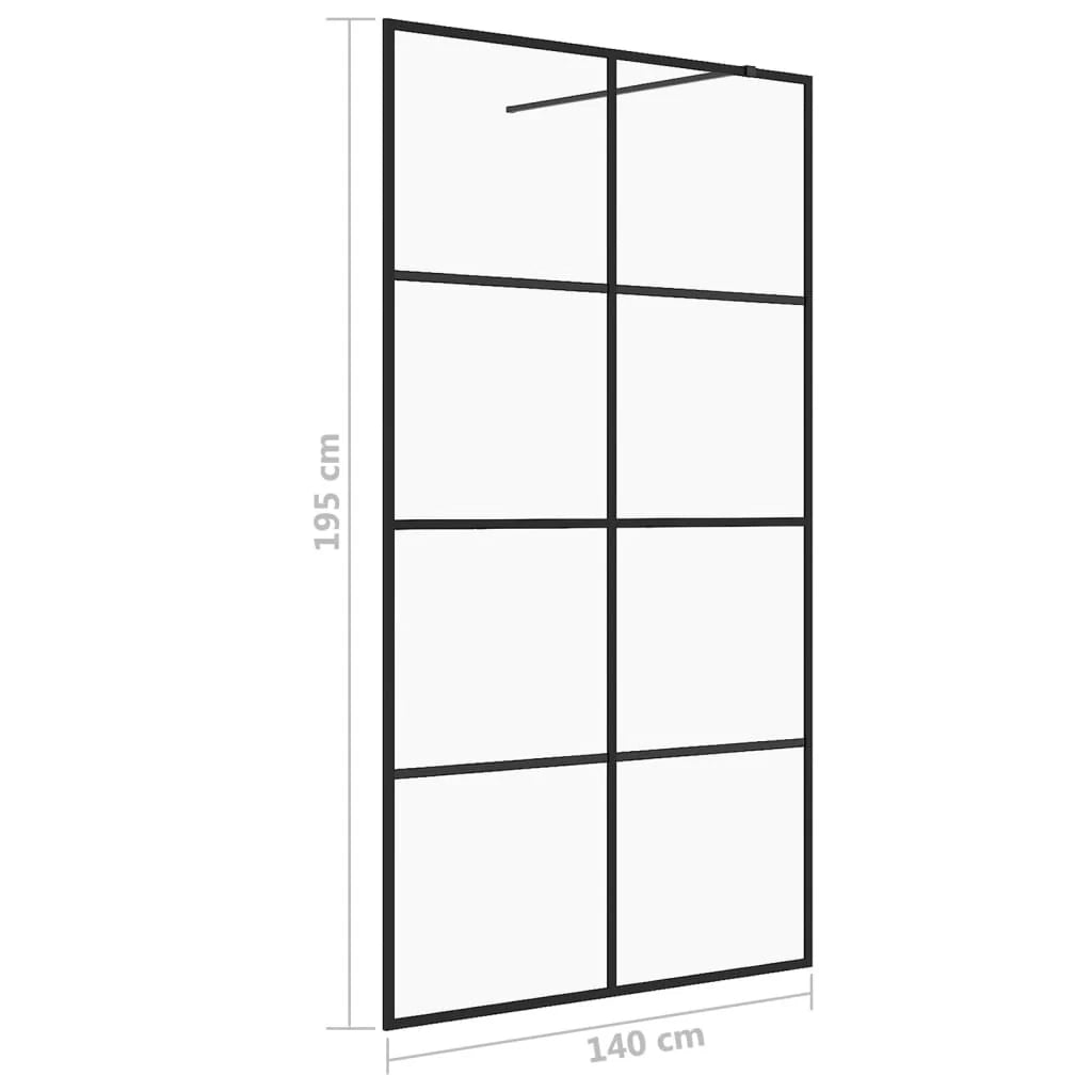 Parete doccia con vetro divisorio per vasca accessorio per il bagno parete doccia per interni ESG trasparente 140 x 195 cm nero 02_0002158