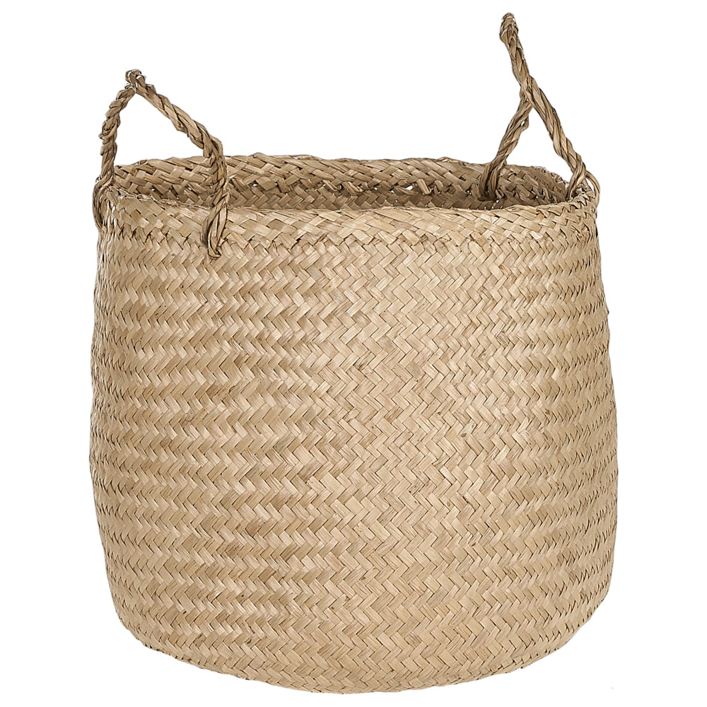 Set di 2 cestini in seagrass naturale con manici intrecciati a mano Decorazione di accessori per la casa in stile bohémien