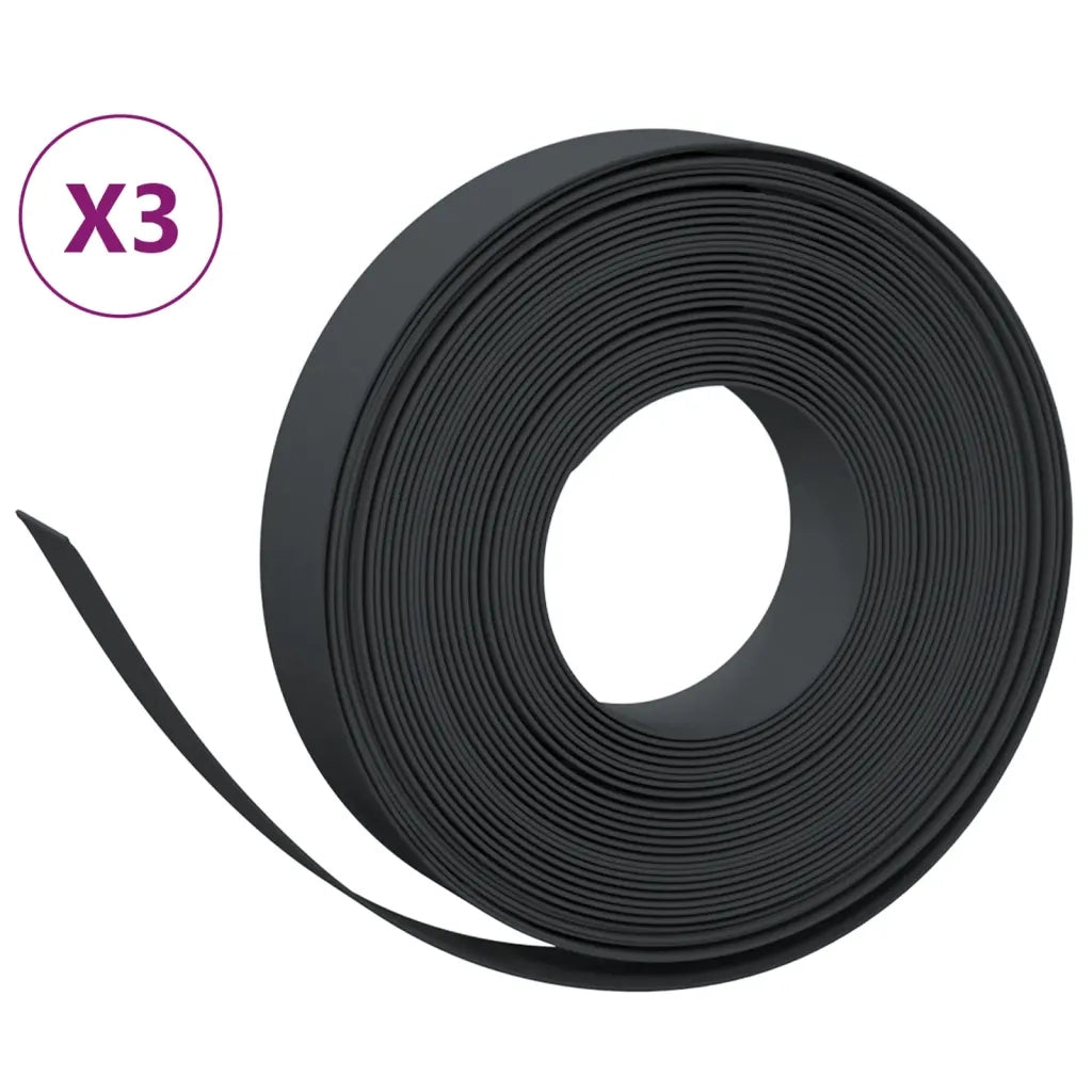 Bordature da Giardino 3 pz Nere 10 m 10 cm in Polietilene 3155433
