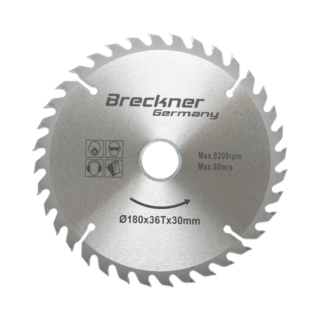 Disco circolare in widia per legno 180 × 30 mm, 36 denti, velocità massima 8.200 rpm Breckner Germany