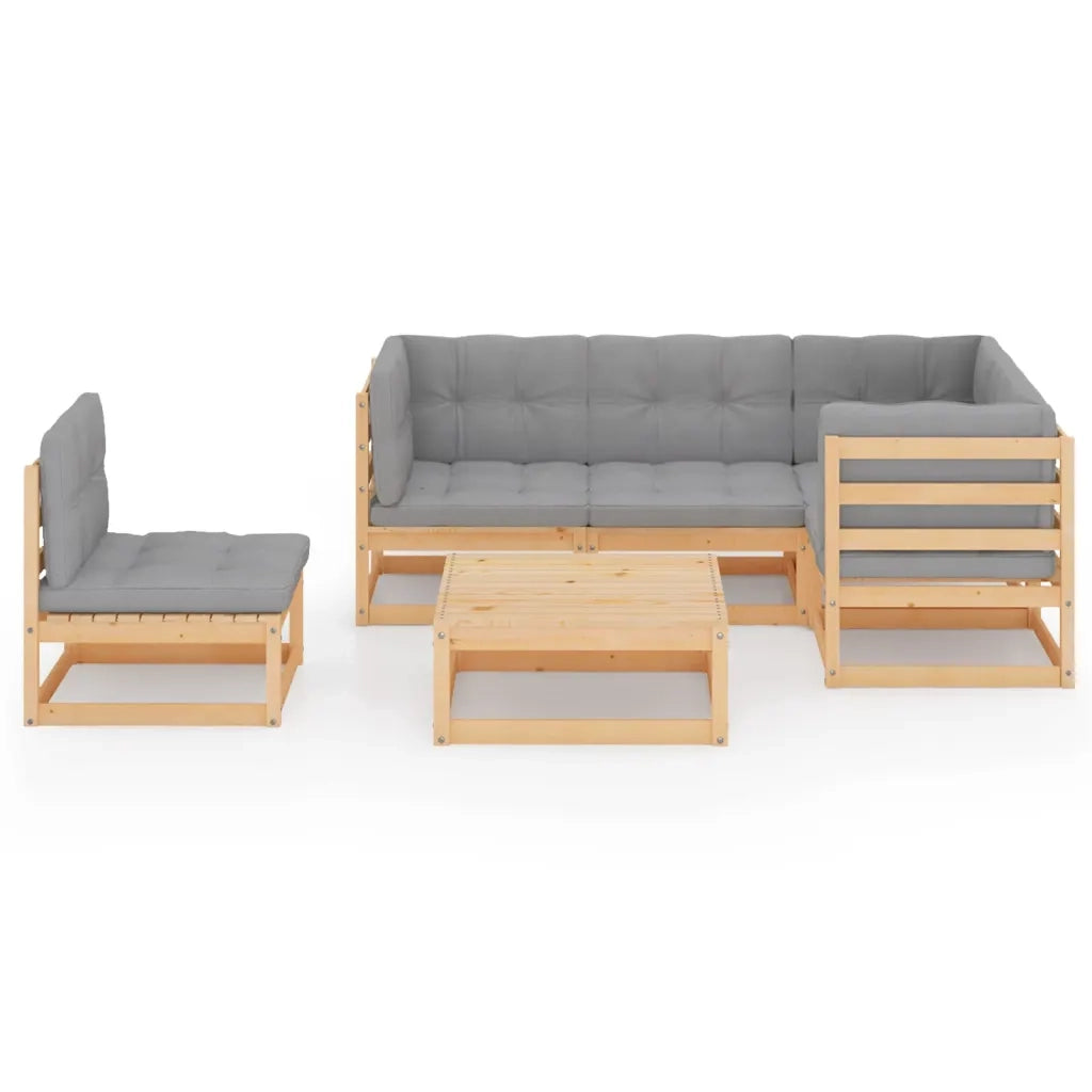 Set Divani da Giardino 6 pz con Cuscini Legno Massello di Pino 3076629