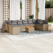 Set Divano da Giardino 11 pz con Cuscini Beige Misto Polyrattan 3256626