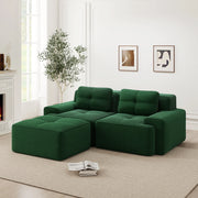 Divano Letto Modulare Angolare 2 Posti ¨C MINIMAL ¨C Velluto a Coste Verde con Ottoman